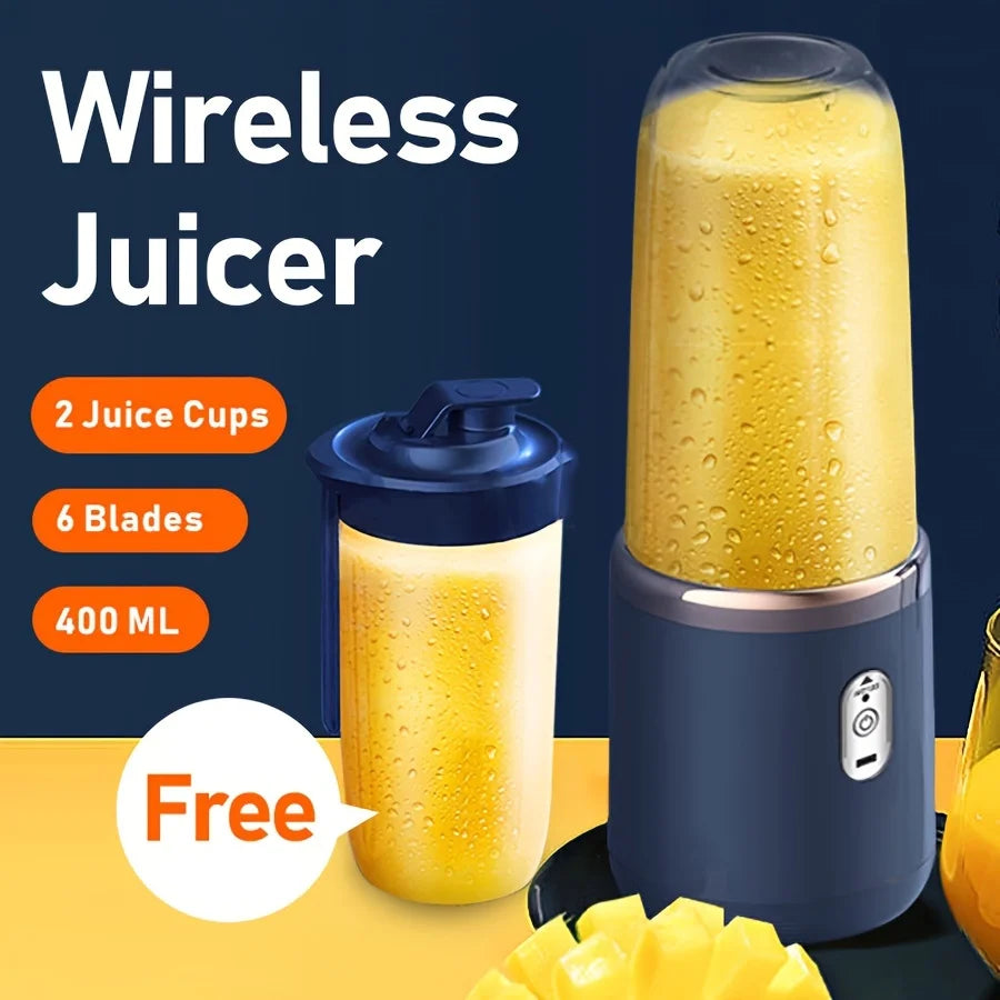 400ML Portable Blender Bottle Electric 6 Blades Multifunction USB Juice Smoothie Maker with Ice Crush Cup Food Processor