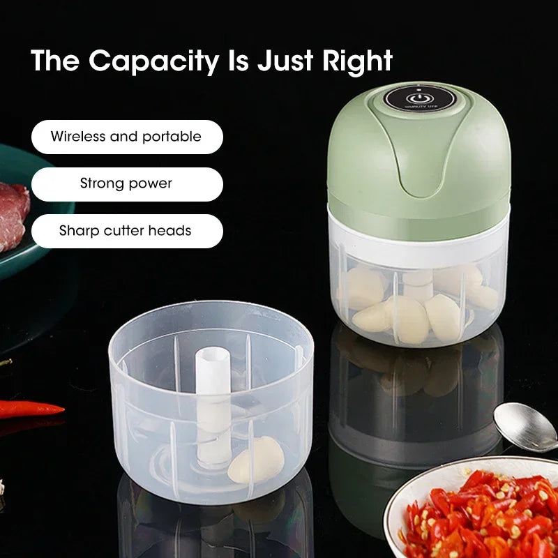 Electric Garlic Purer 250ML Mini Electric Garlic Chopper USB Charging Ginger Vegetable Cutter Food Chopper Kitchen Tools